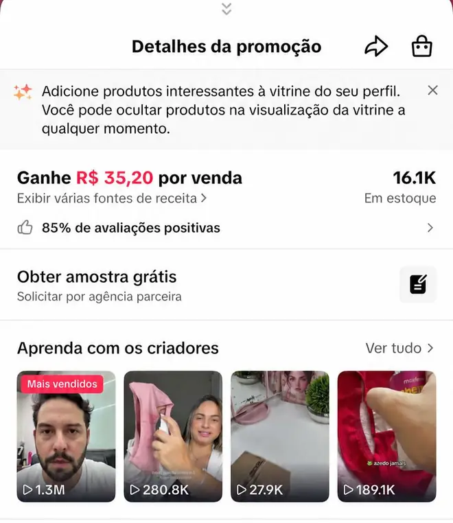 Comissão de um produto com a Tríade